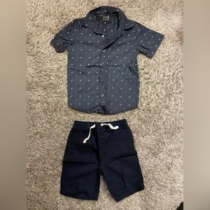 Boys wonder kids 5T button up and shorts set dark blue